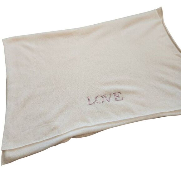 Naked Cashmere Large Scarf Travel Wrap Love Valentines Day Ivory Breast Cancer - Picture 5 of 6